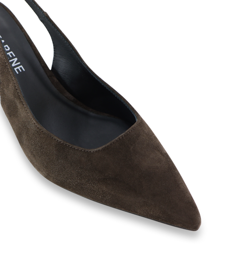 Elisa Buckle Slingback Stilettos, dark brown suede
