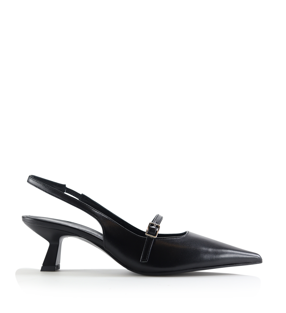 Elina 50 slingback stilettos, black leather