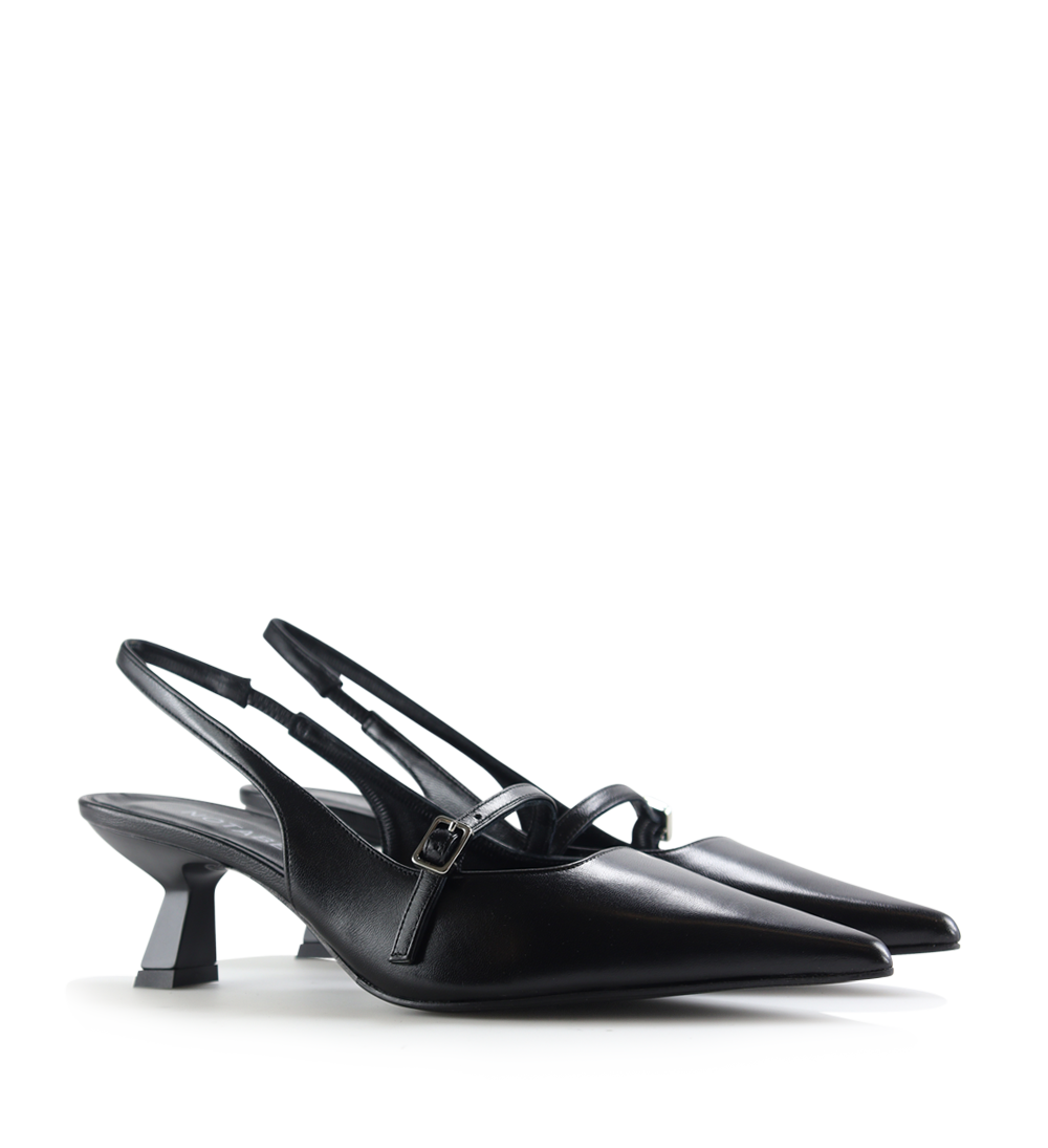 Elina 50 slingback stilettos, black leather