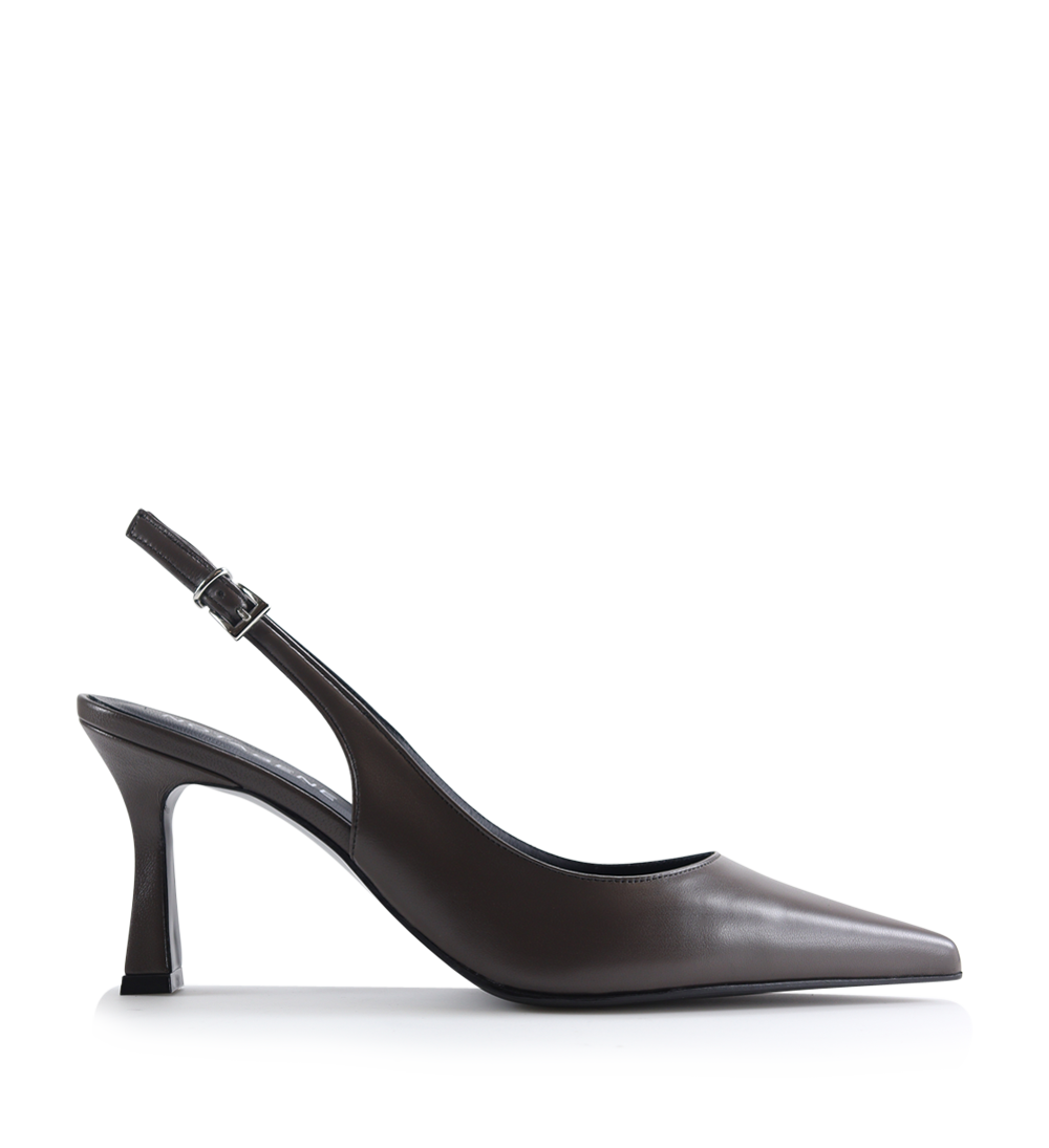 Emilia low 70 slingback stiletter, asfalt læder