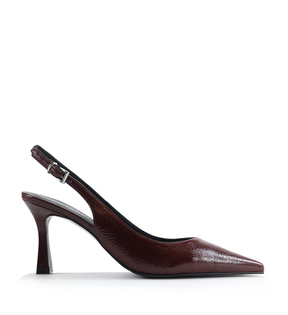 Emilia low 70 slingback stilettos, bordeaux patent