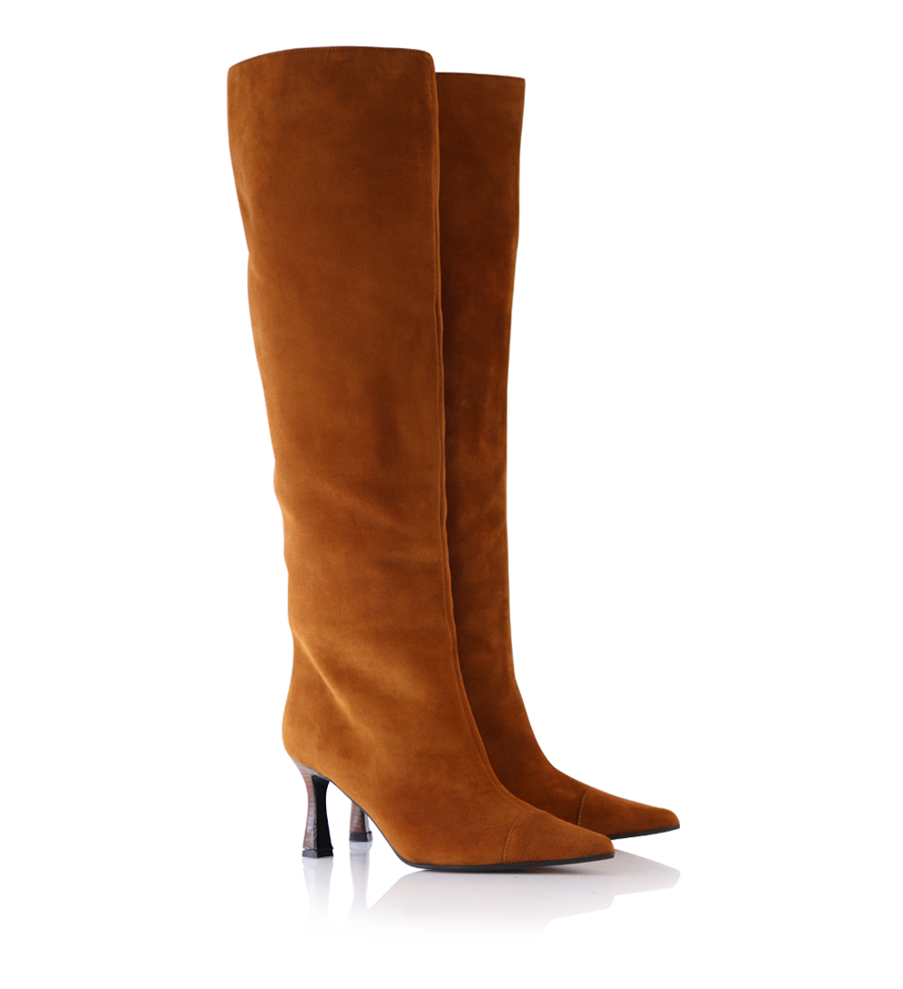 Angie boots, cognac suede