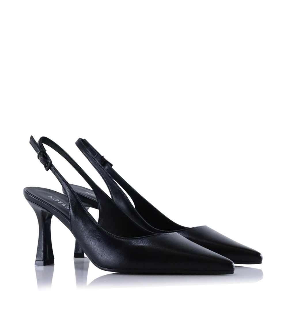 Emilia Low 70 slingback stiletter, sort læder