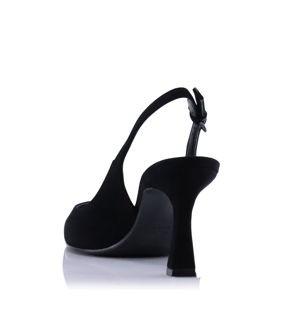 Emilia Low 70 slingback stilettos, black suede