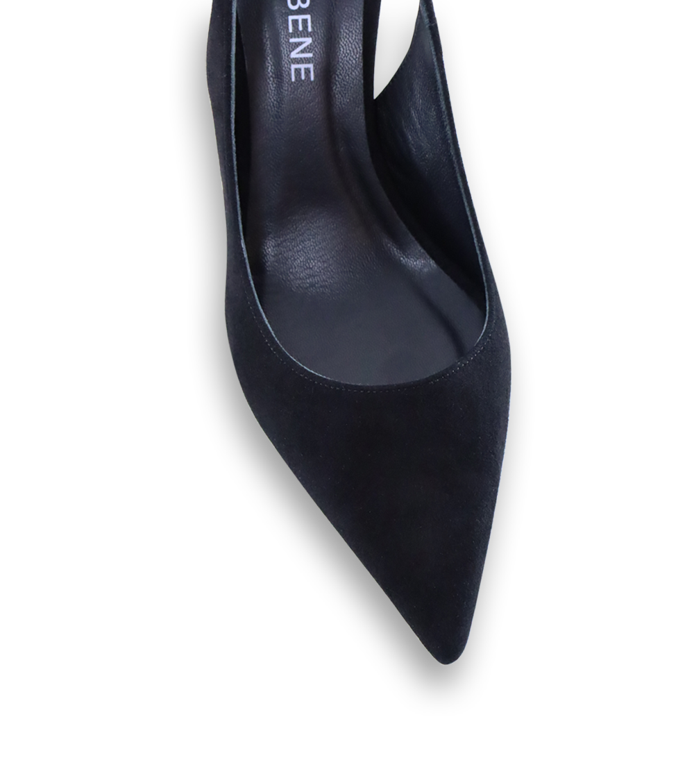Emilia Low 70 slingback stilettos, black suede