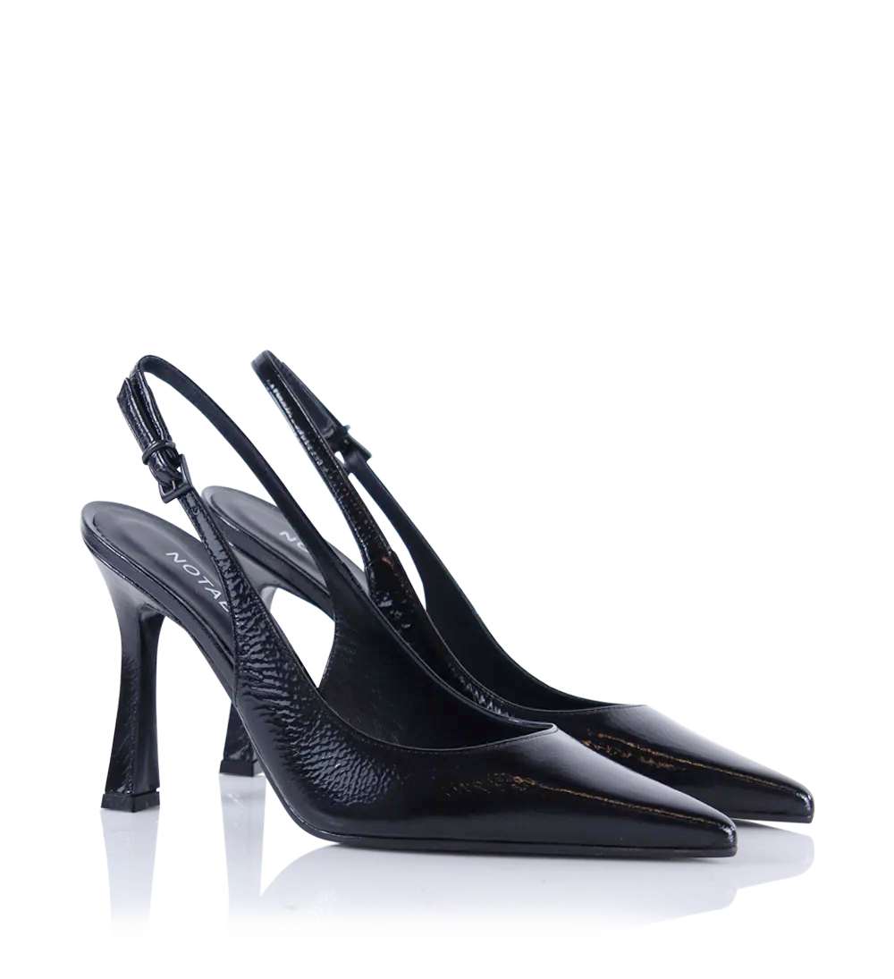 Emilia 90 slingback stilettos, black patent