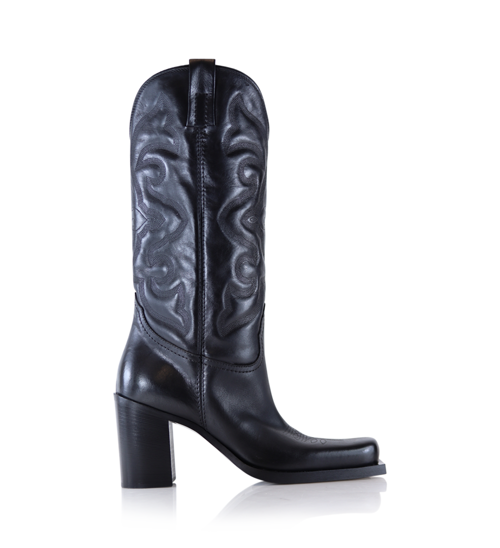 Daisy cowboy boots, black leather