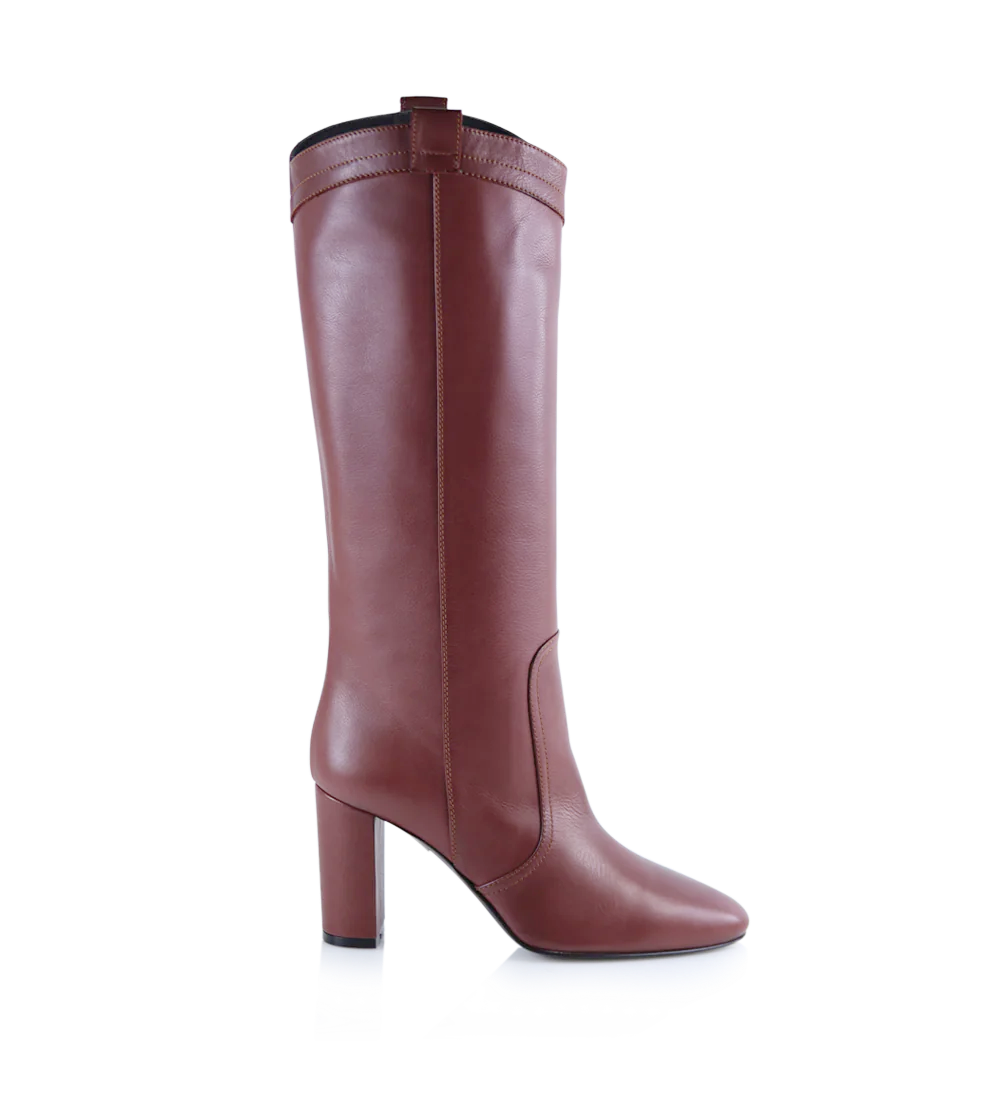 Maria 80 boots, red-brown leather