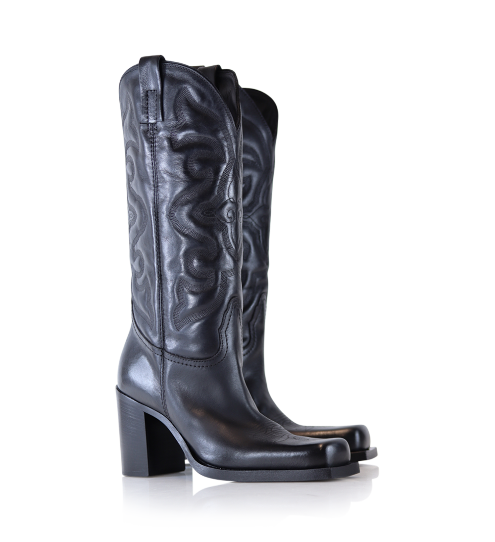 Daisy cowboy boots, black leather