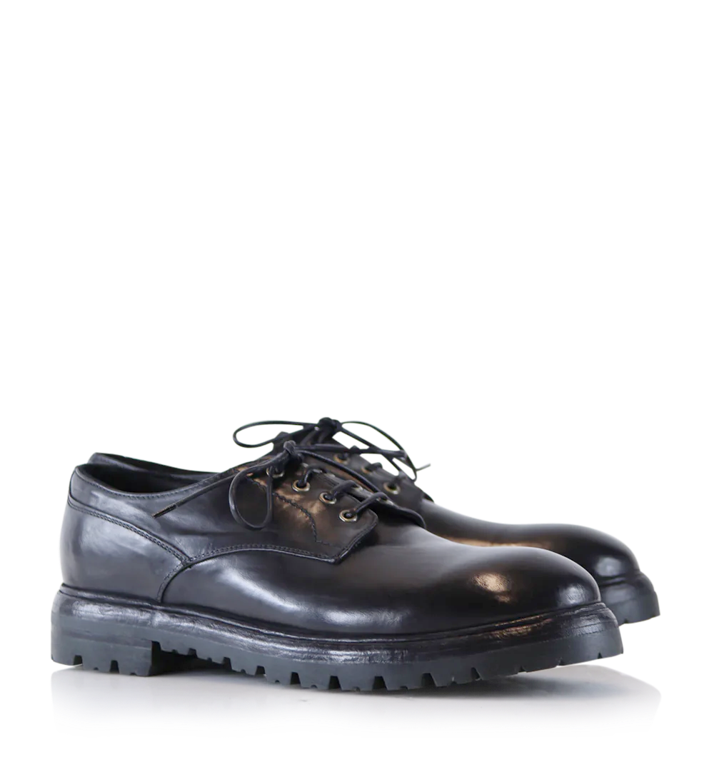 Marco Derby lace-Up Shoes, Black Leather