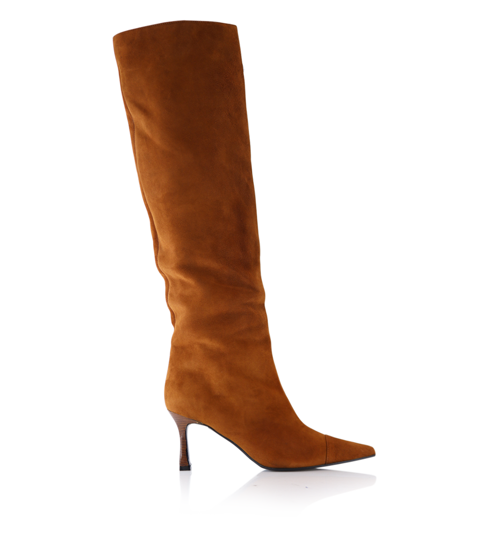 Angie boots, cognac suede