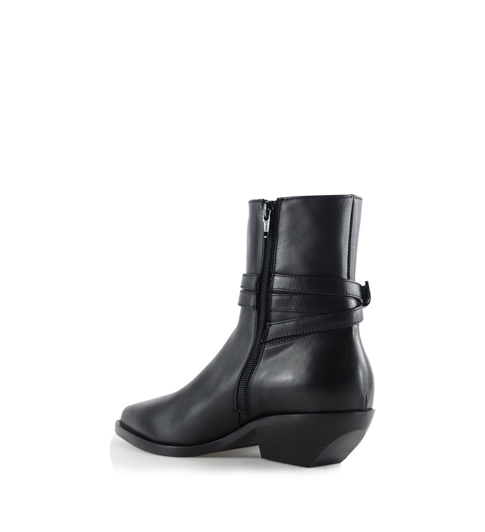 Carla cowboy biker boots, black leather