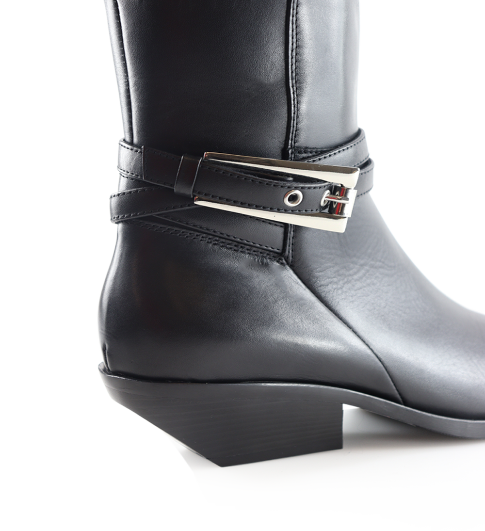 Carla cowboy biker boots, black leather