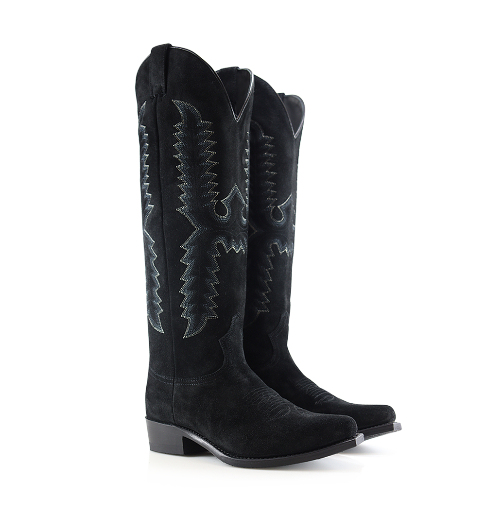 Diablo cowboy boots, black suede