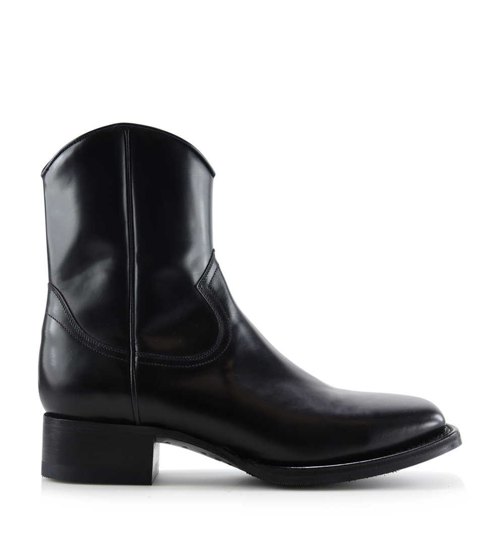 Drill biker boots, black leather