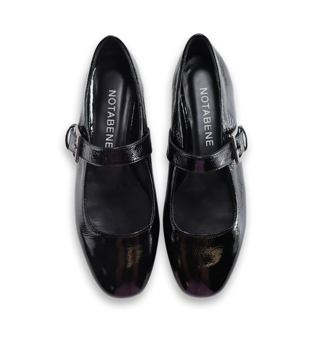 Bertha ballerinas, black patent