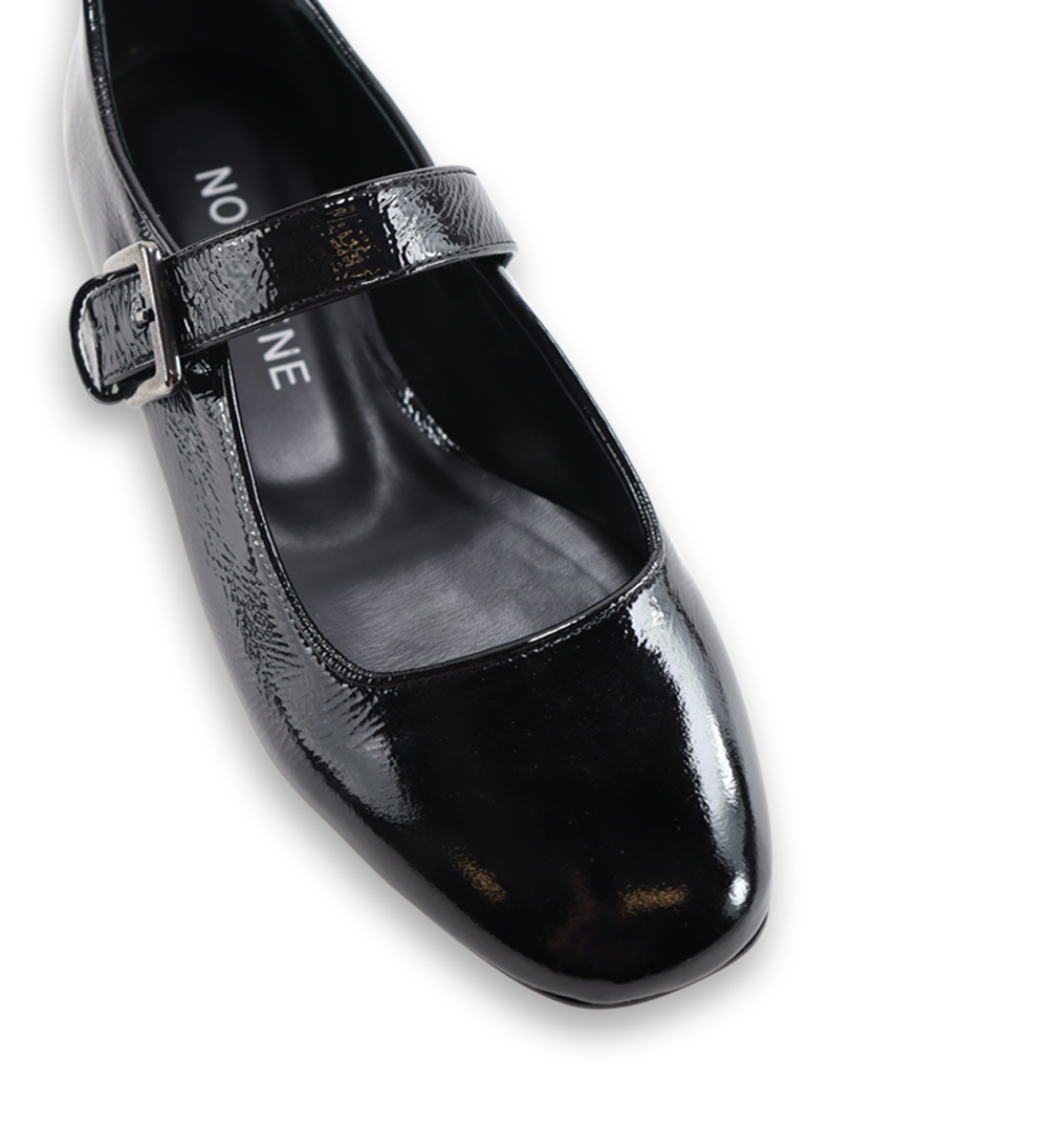 Bertha ballerinas, black patent