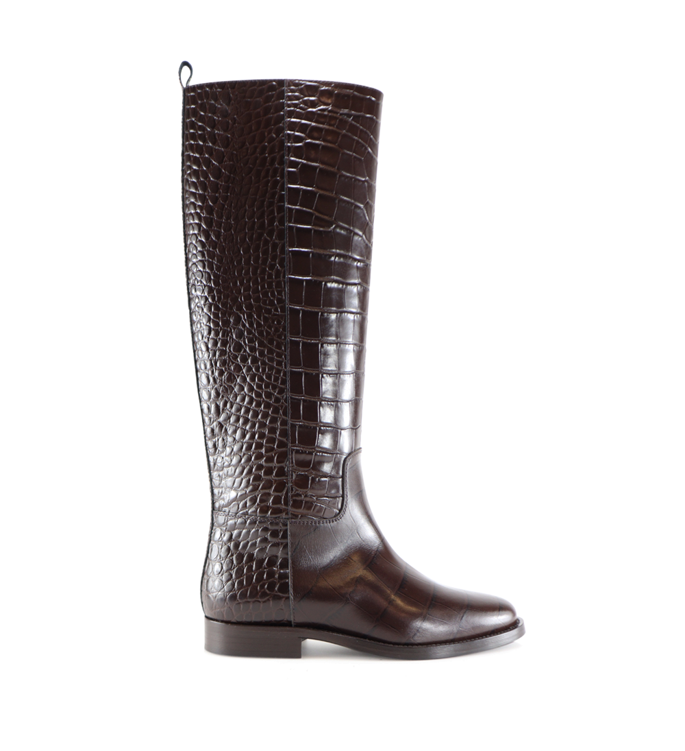 Izella boots, dark brown crocodile