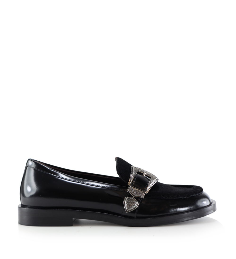 Corinna loafers, black cow fur
