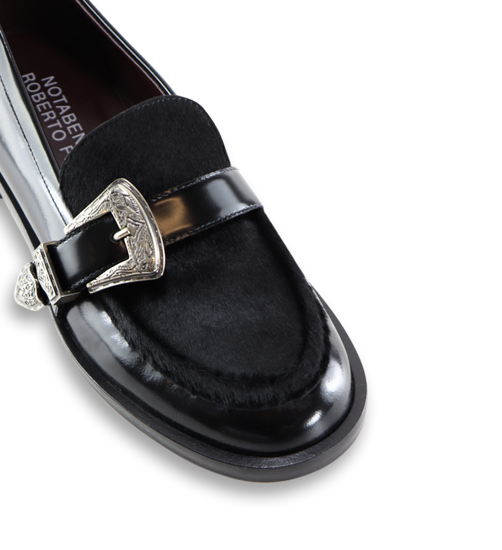 Corinna loafers, black cow fur