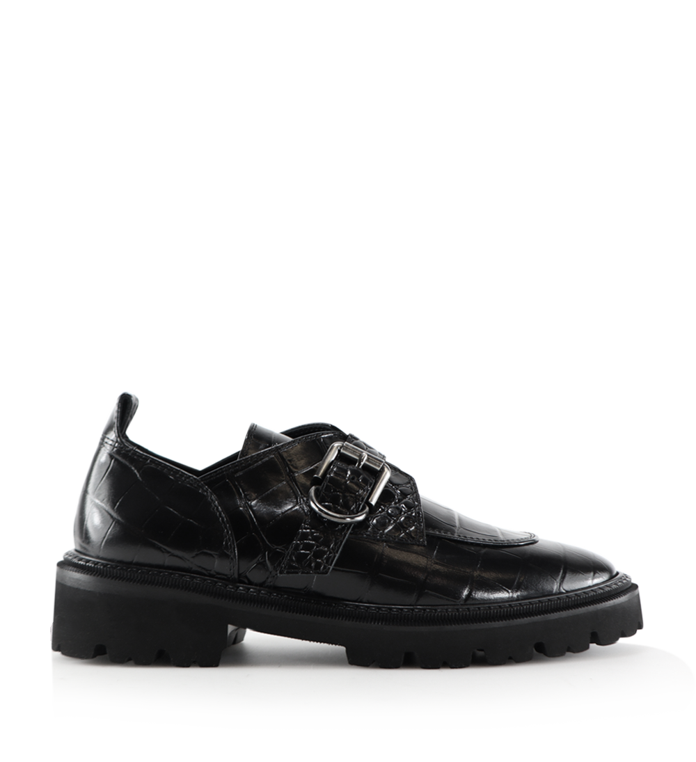 Tecla loafers, sort krokodille