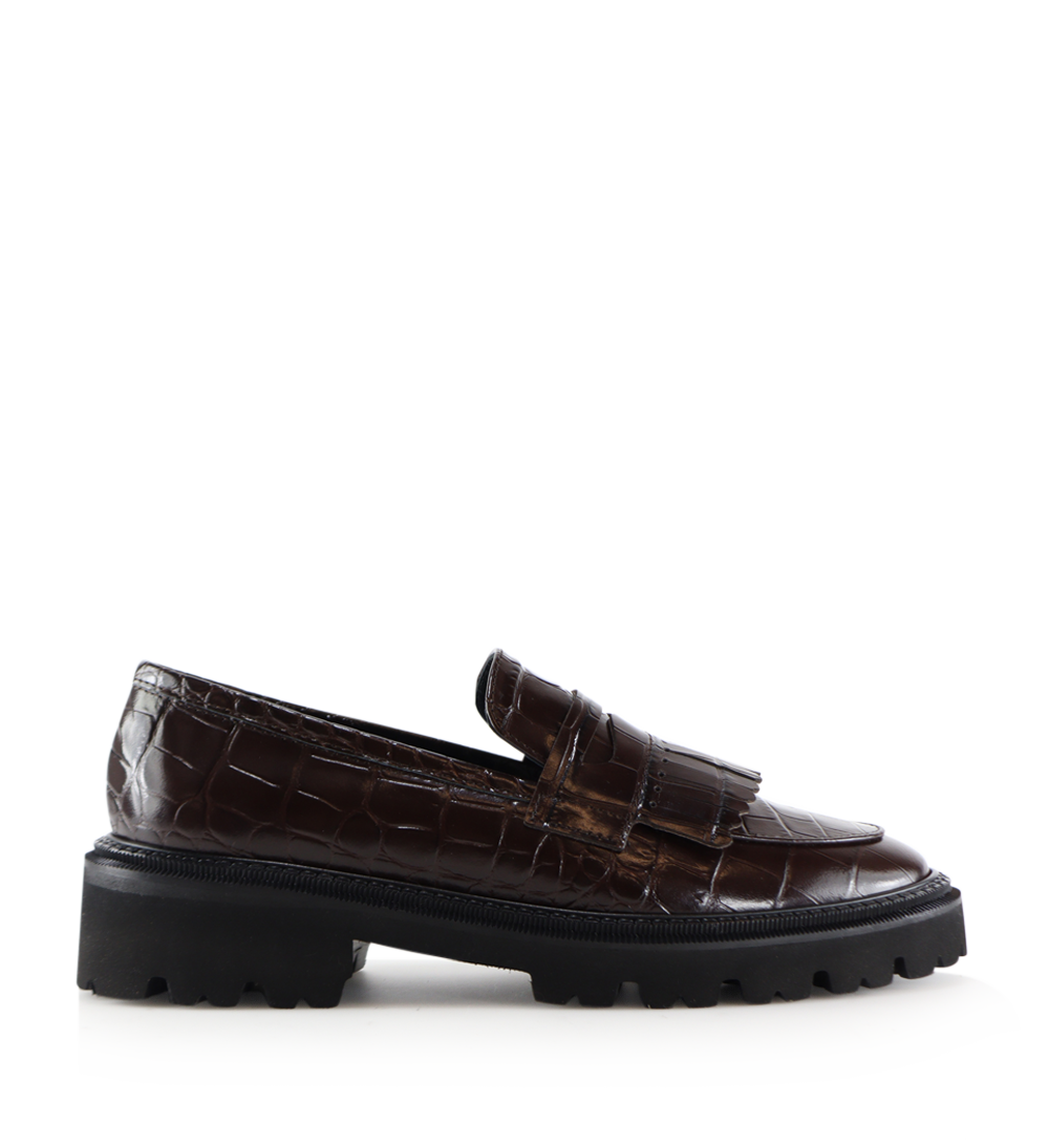Tereza loafers, mørkebrun krokodille