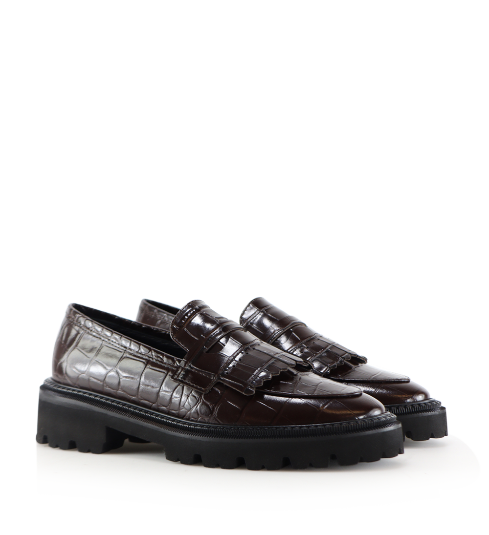 Tereza loafers, mørkebrun krokodille