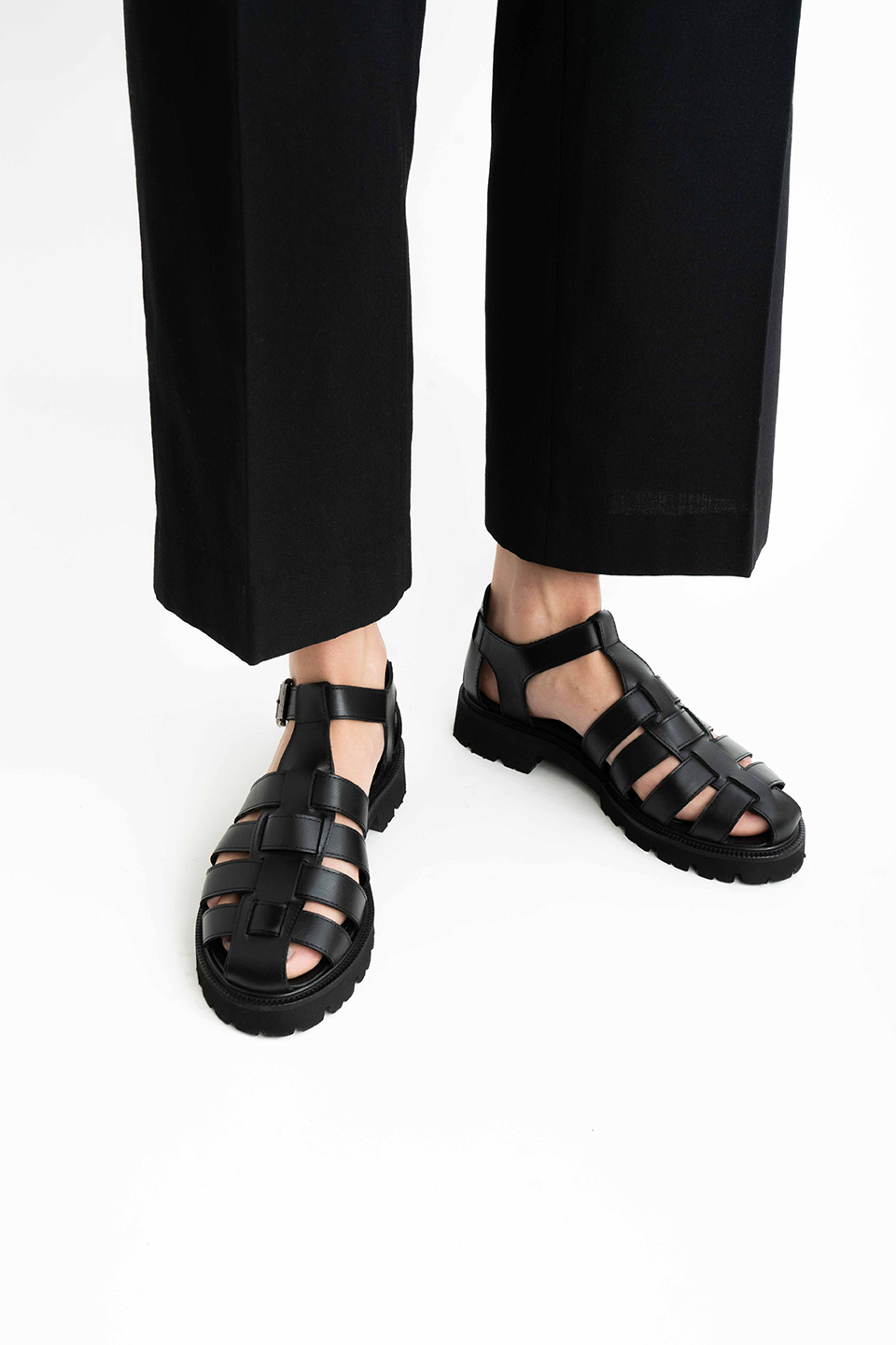 Miuccia sandaler, sort læder