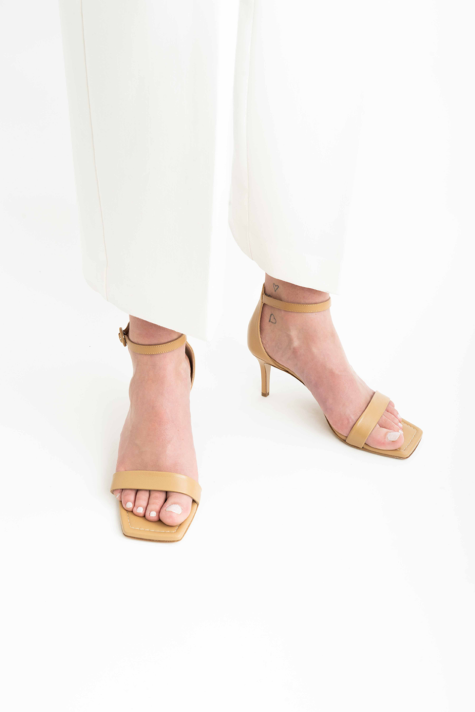Rina 60 sandals, nude leather