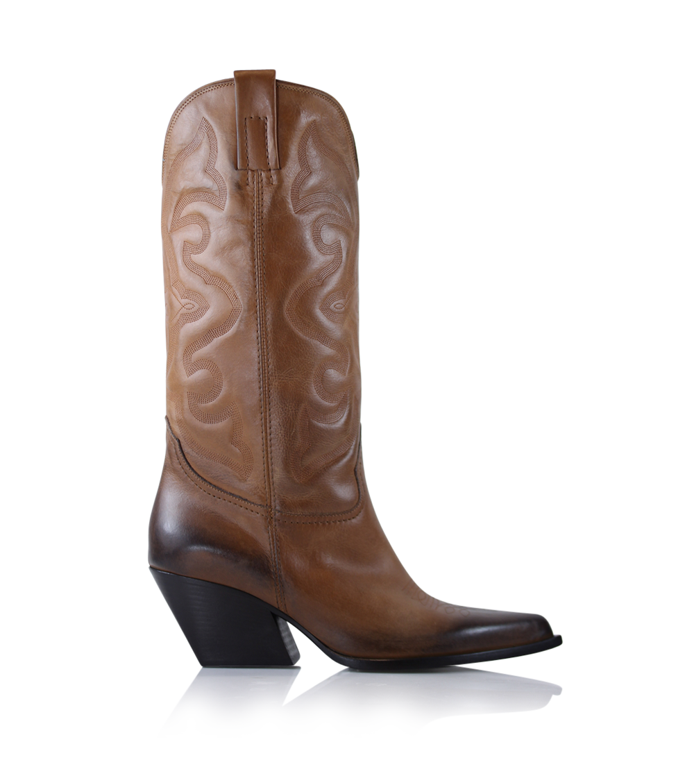 Darcy, Brown Leather, Boots
