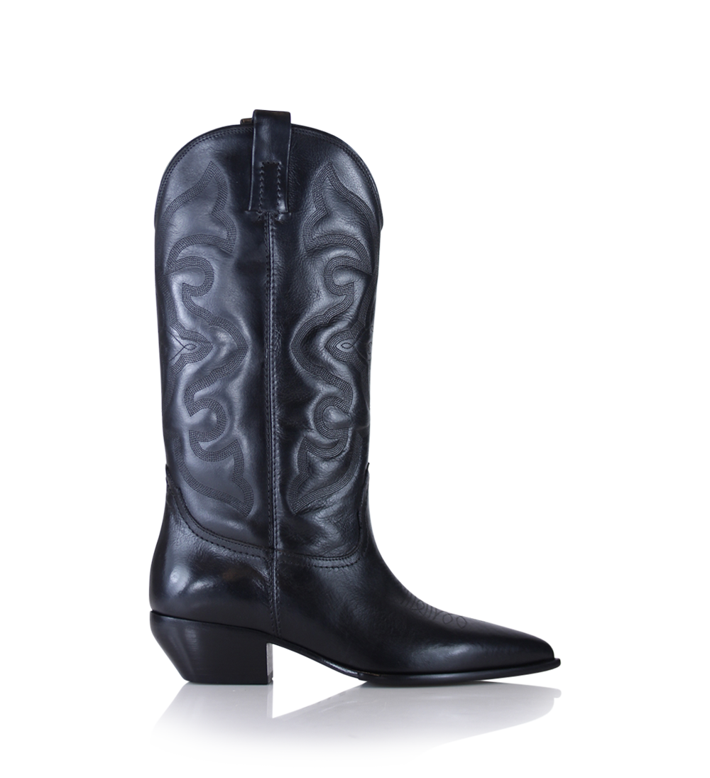 Dorothea cowboy boots, black leather