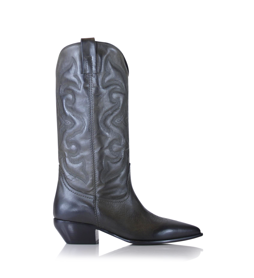 Dorothea cowboy boots, olive leather