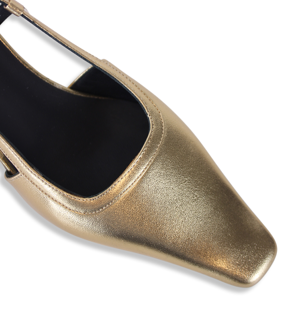 Elena 35 slingback stilettos, gold leather
