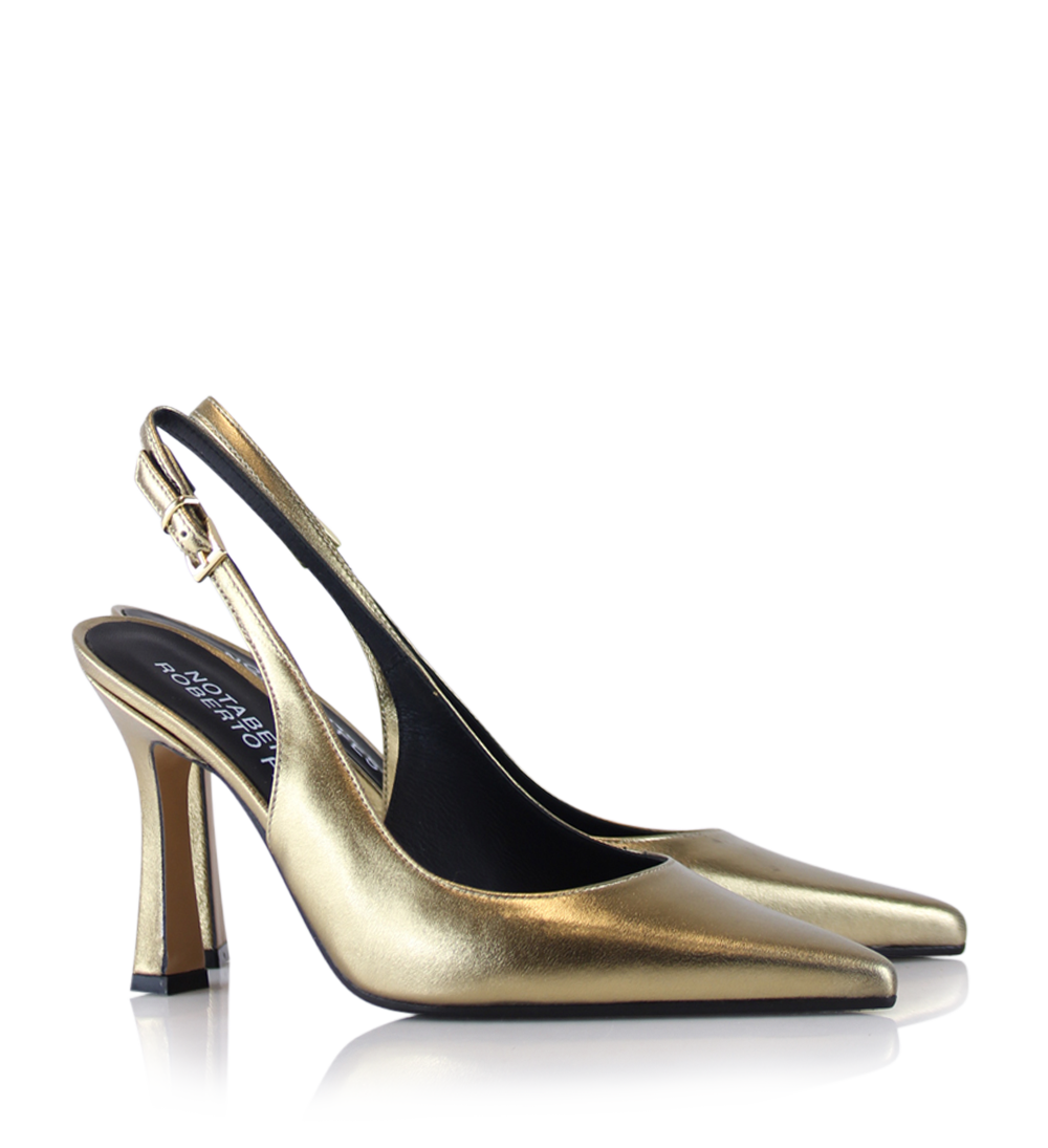 Emilia 90 slingback stilettos, gold leather