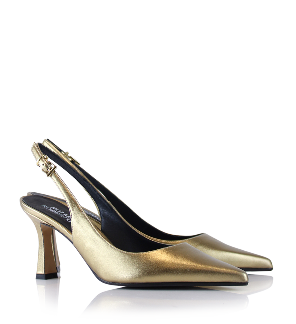 Emilia Low 70 slingback stilettos, gold leather