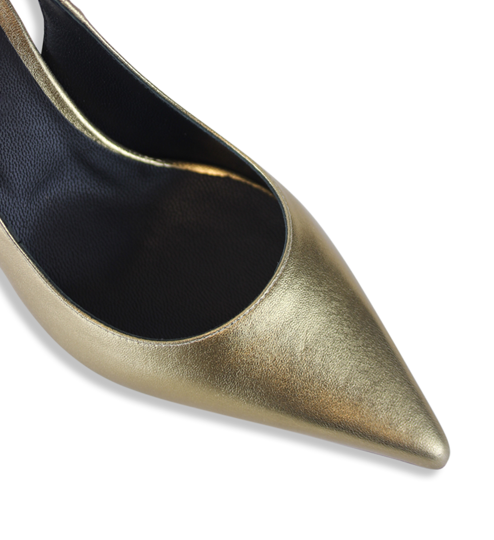 Emilia Low 70 slingback stilettos, gold leather
