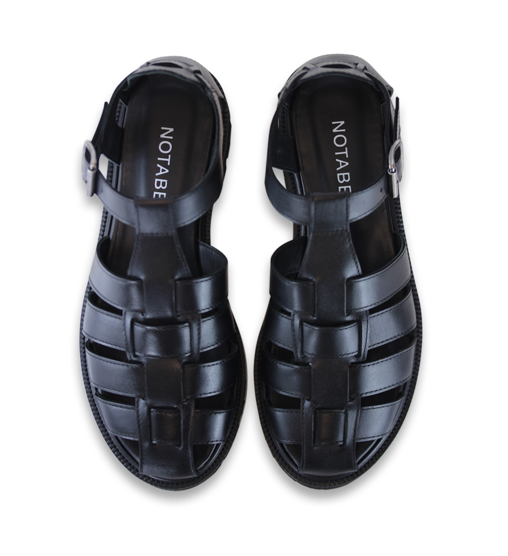 Miuccia sandals, black leather